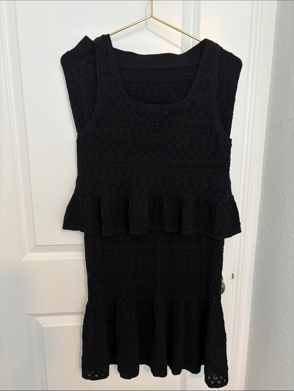 House of Harlow 1960 Black Crochet Two Piece Top/Skirt Set